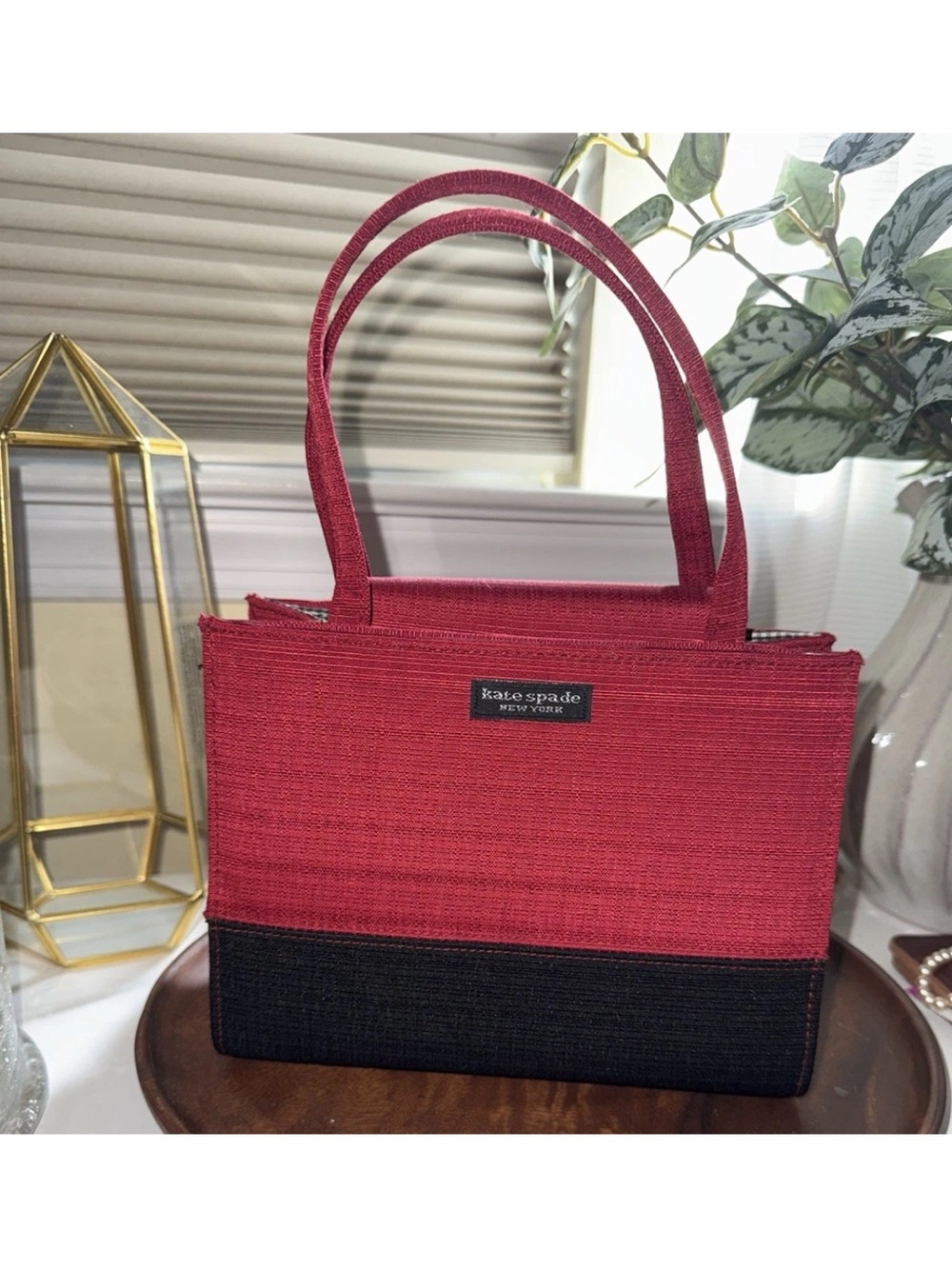 kate spade Red and Black Structured Tote